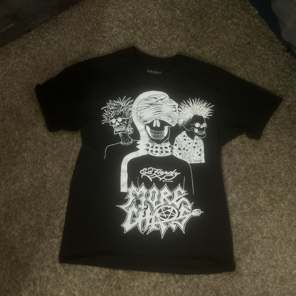 Ed Hardy Black 'More Chaos' Graphic Tee